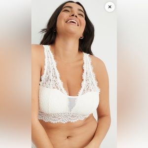 Aerie White lace bralette without padding